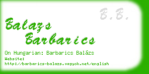 balazs barbarics business card